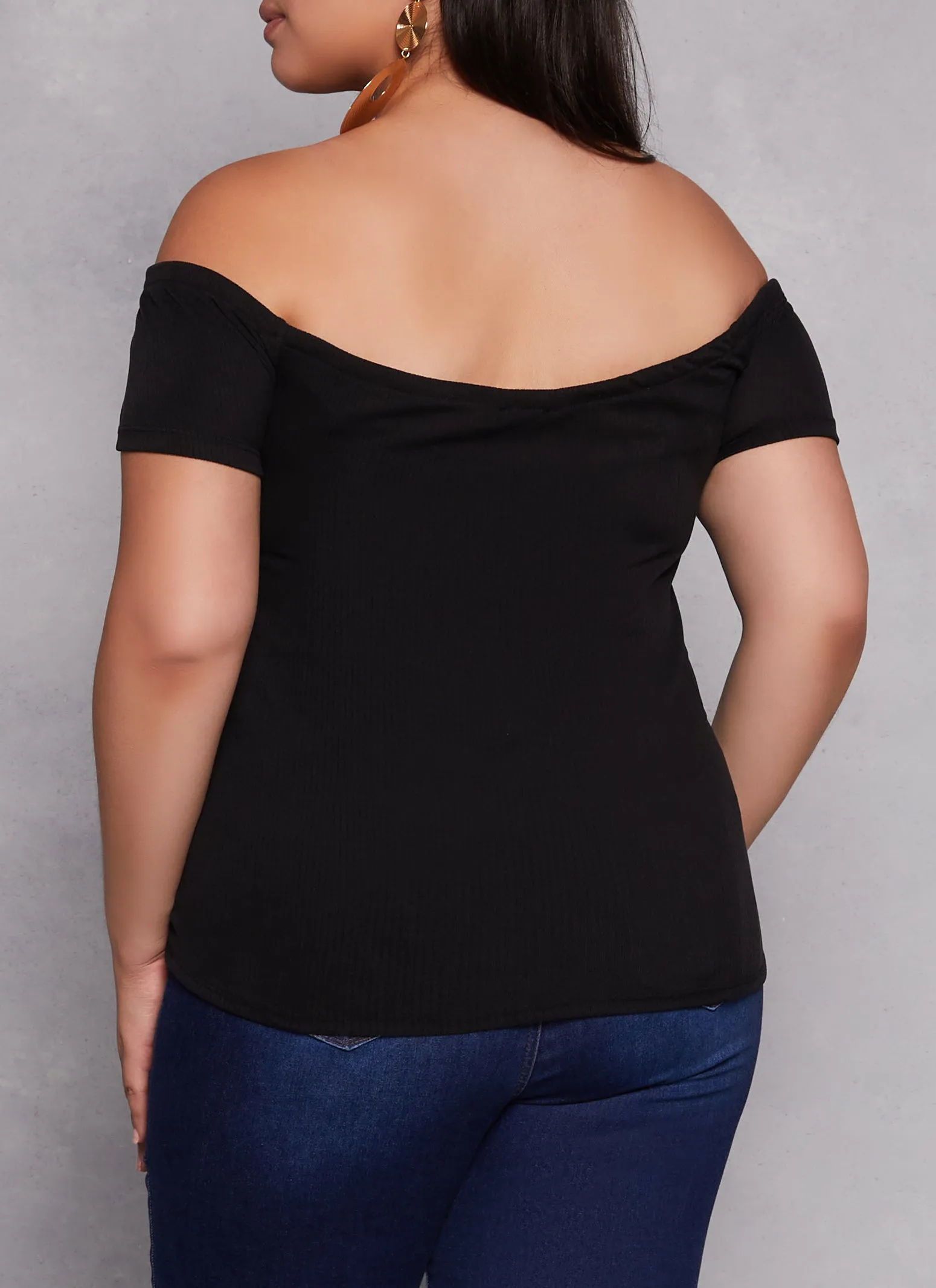 Plus Size Drawstring Ruched Off the Shoulder Top sold by Rainbow product image thumbnail 3