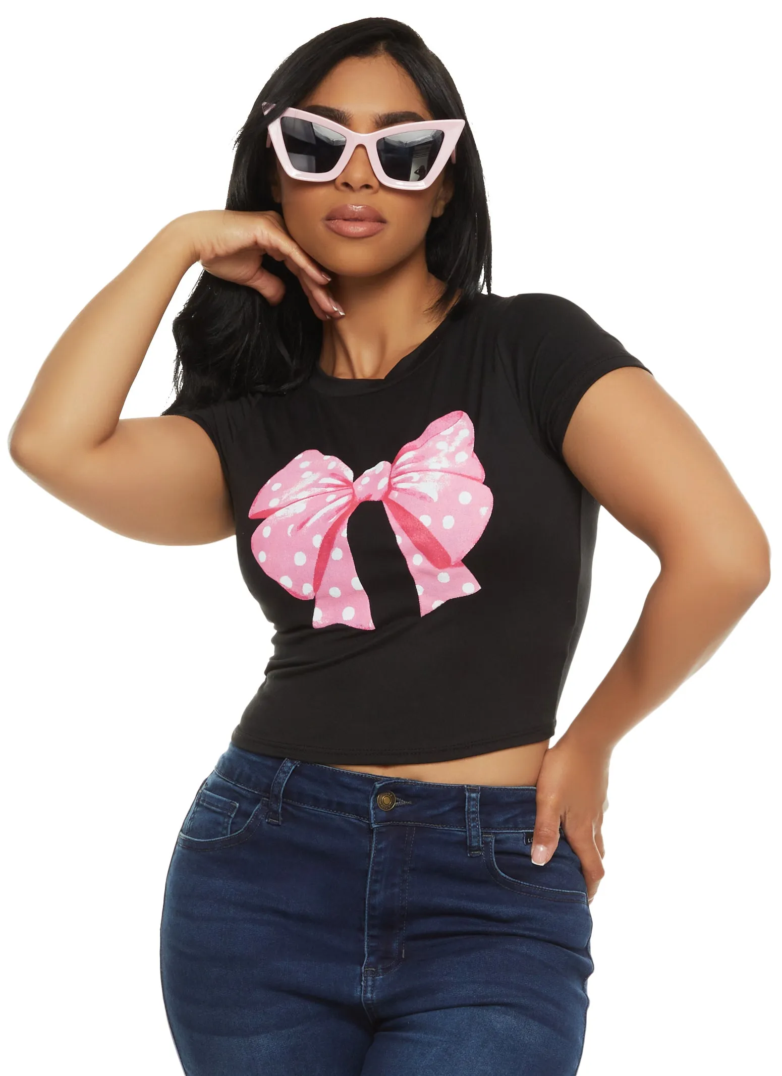 Bow Cropped Graphic Tee sold by Rainbow