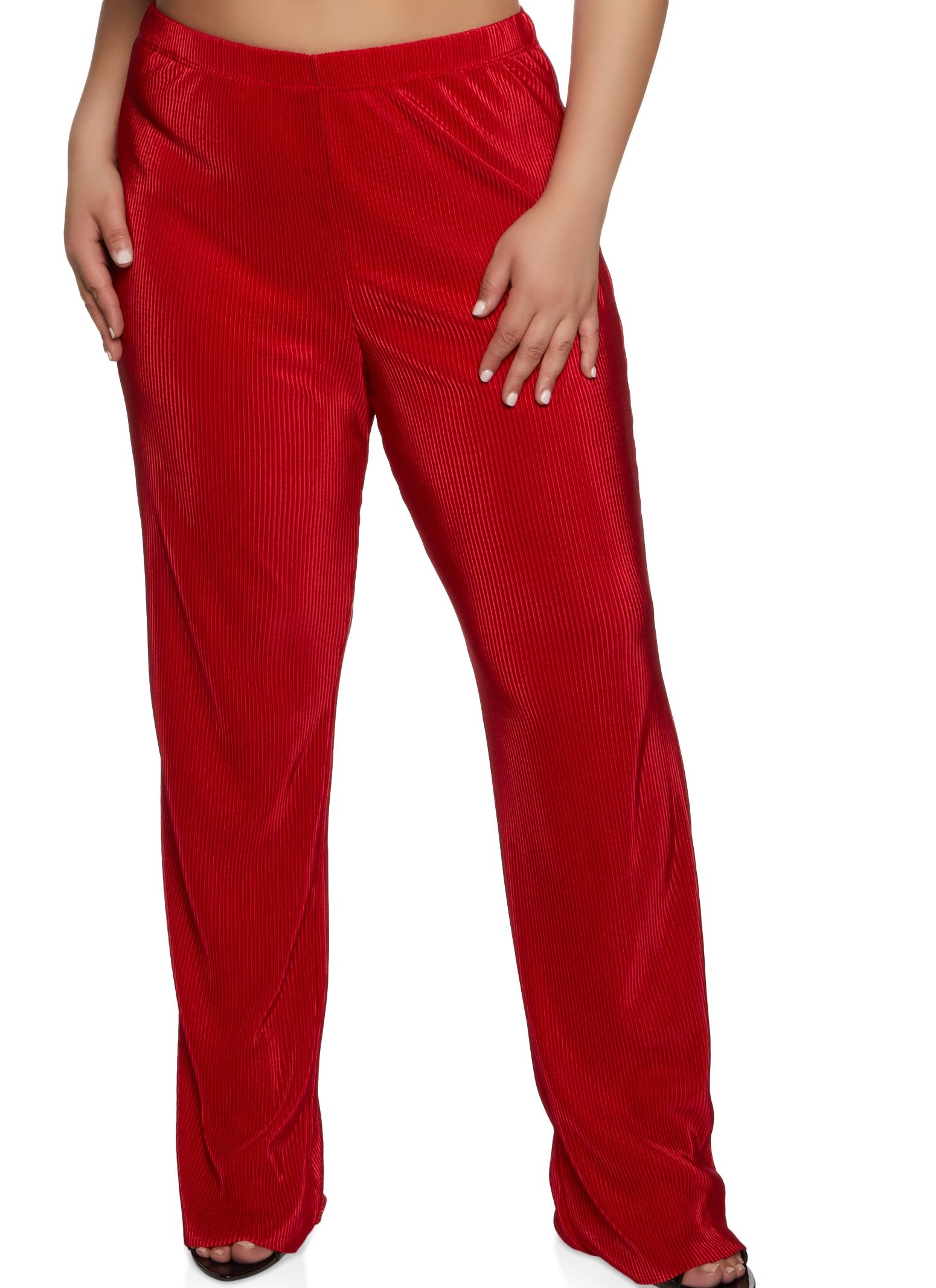 Plus Size Plisse High Waist Palazzo Pants sold by Rainbow