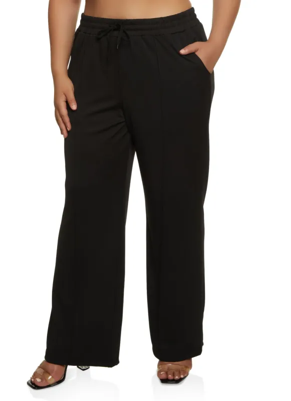 Plus Size Ponte Drawstring High Waisted Pants sold by Rainbow