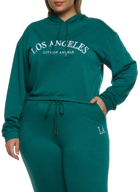 Plus Size Los Angeles Embroidered Hoodie sold by Rainbow