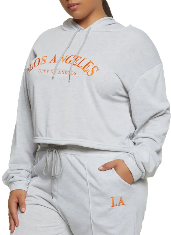 Plus Size Los Angeles Embroidered Hoodie sold by Rainbow