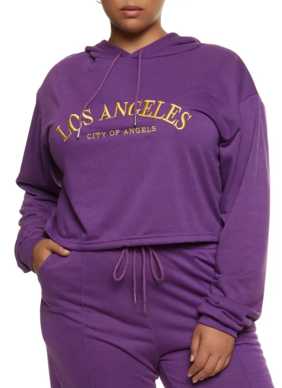 Plus Size Los Angeles Embroidered Hoodie sold by Rainbow