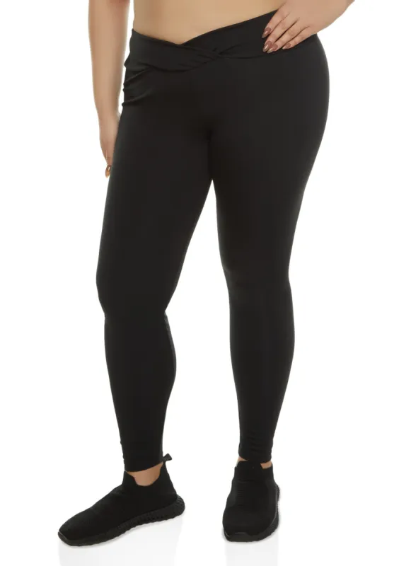 Plus Size Criss Cross Band Leggings sold by Rainbow