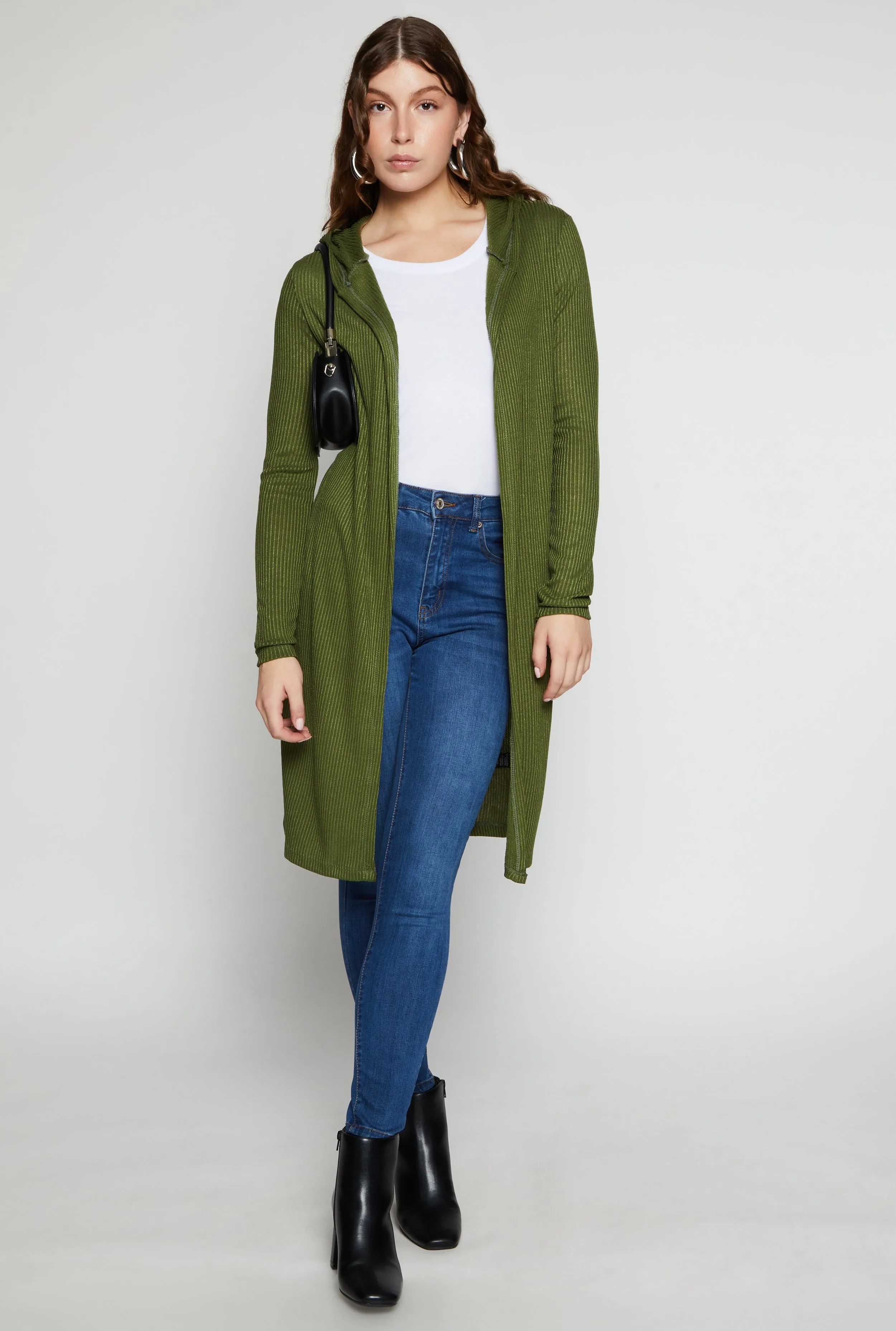 Rib Knit Hooded Long Cardigan sold by Rainbow product image thumbnail 2