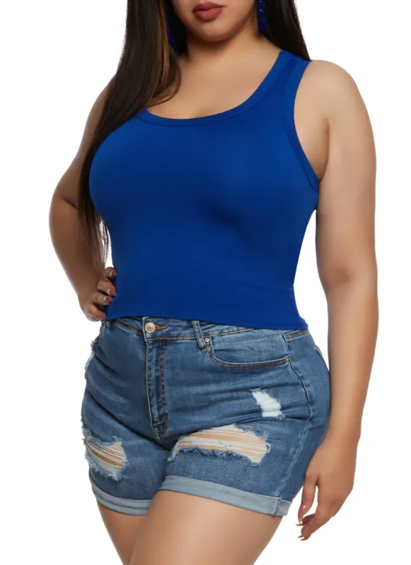 Plus Size Seamless Scoop Neck Tank Top sold by Rainbow
