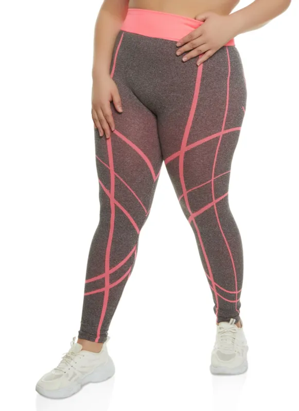 Plus Size Seamless Printed High Waisted Leggings sold by Rainbow