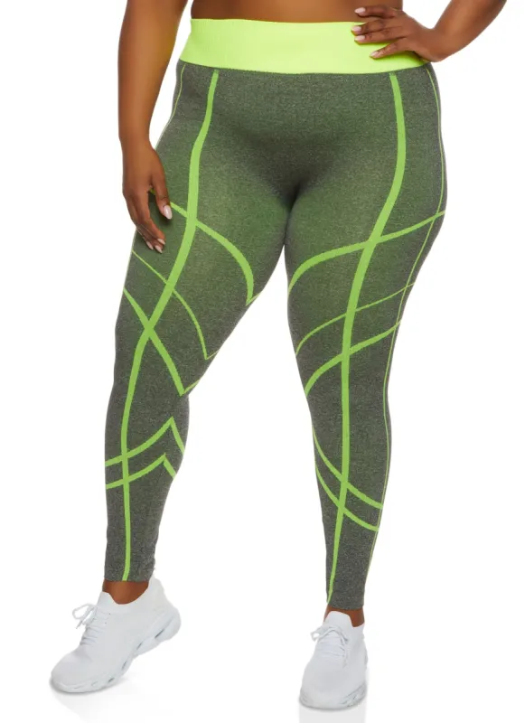 Plus Size Seamless Printed High Waisted Leggings sold by Rainbow