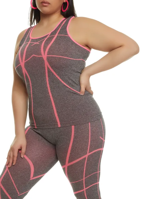 Plus Size Stripe Detail Seamless Racerback Tank Top sold by Rainbow