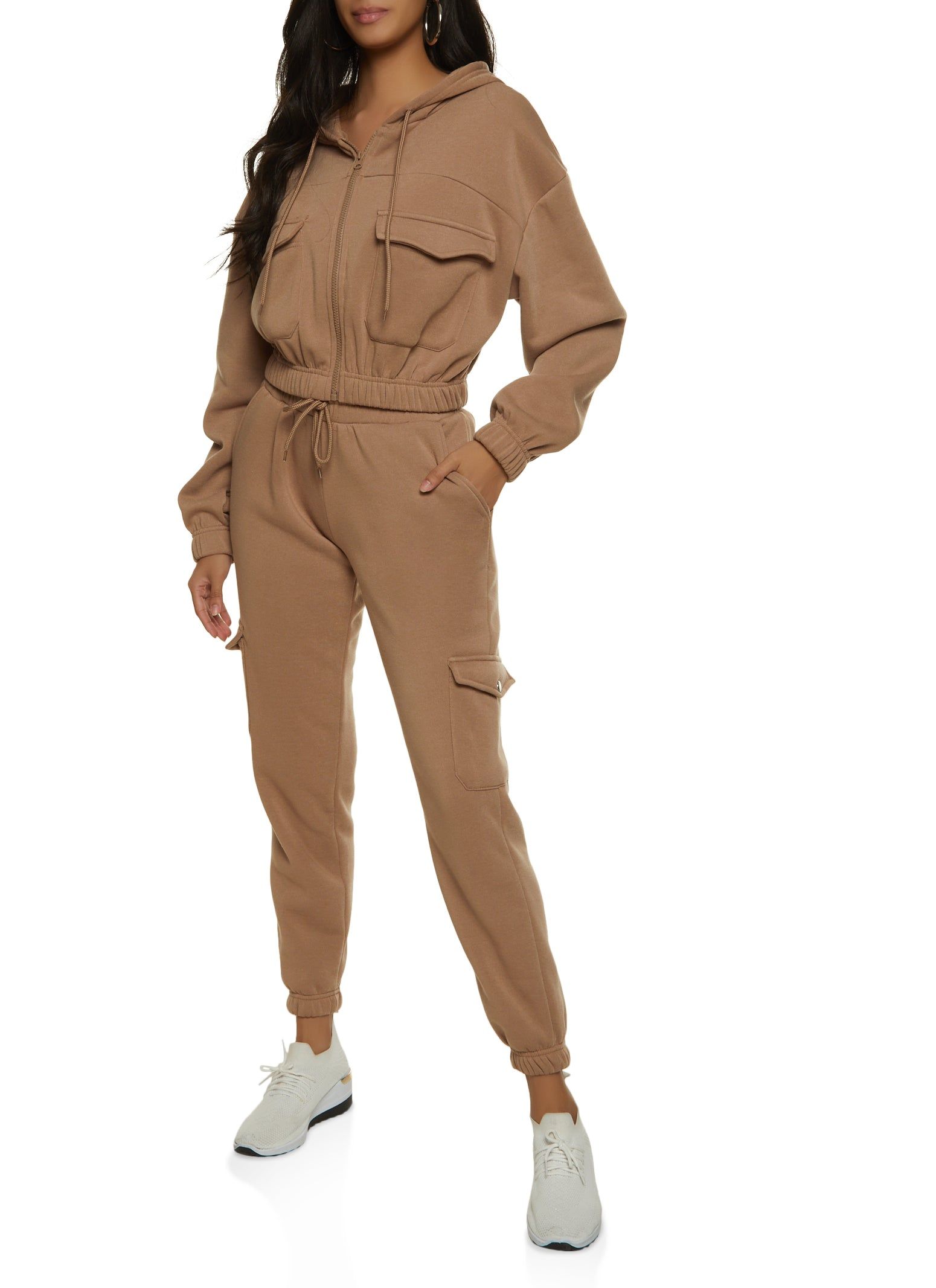 Zip Front Cargo Pocket Cropped Hoodie sold by Rainbow product image thumbnail 2