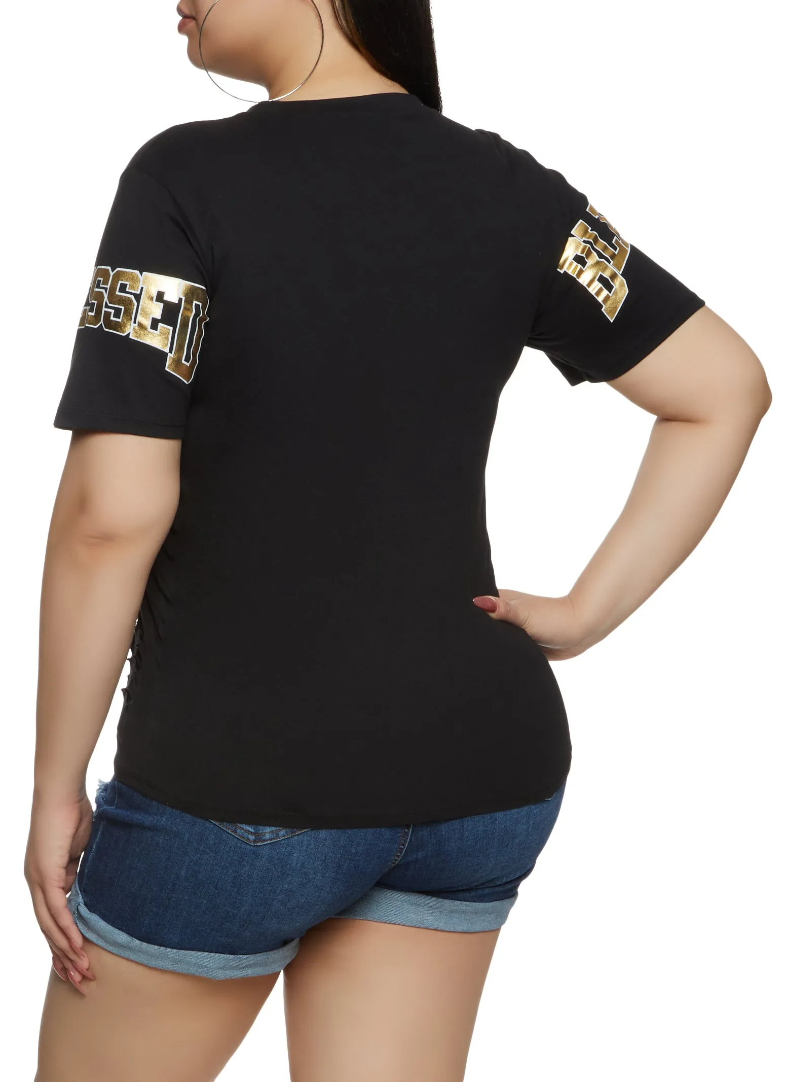Plus Size Laser Cut Blessed Foil Graphic Tee sold by Rainbow product image thumbnail 2