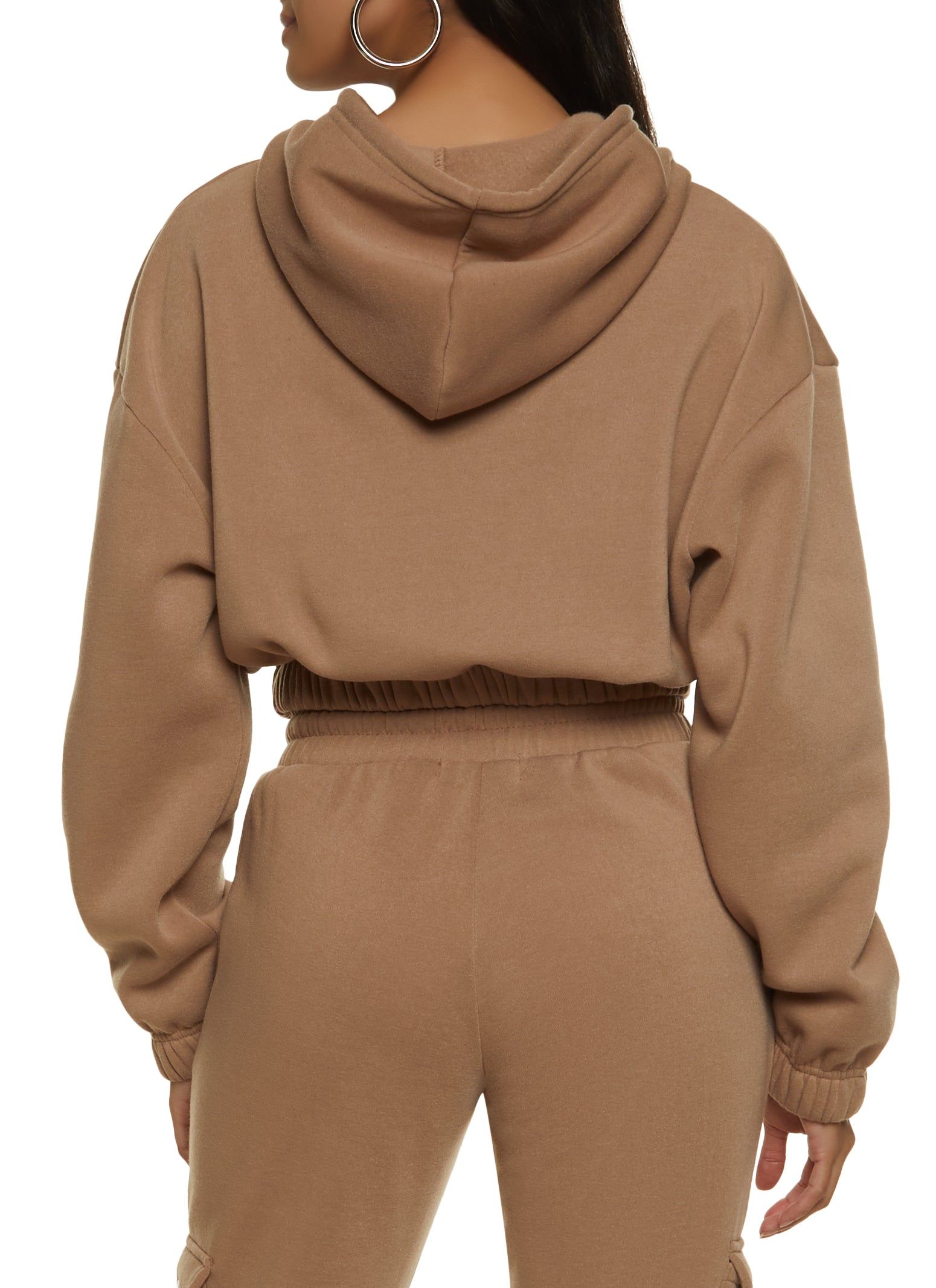 Zip Front Cargo Pocket Cropped Hoodie sold by Rainbow product image thumbnail 3