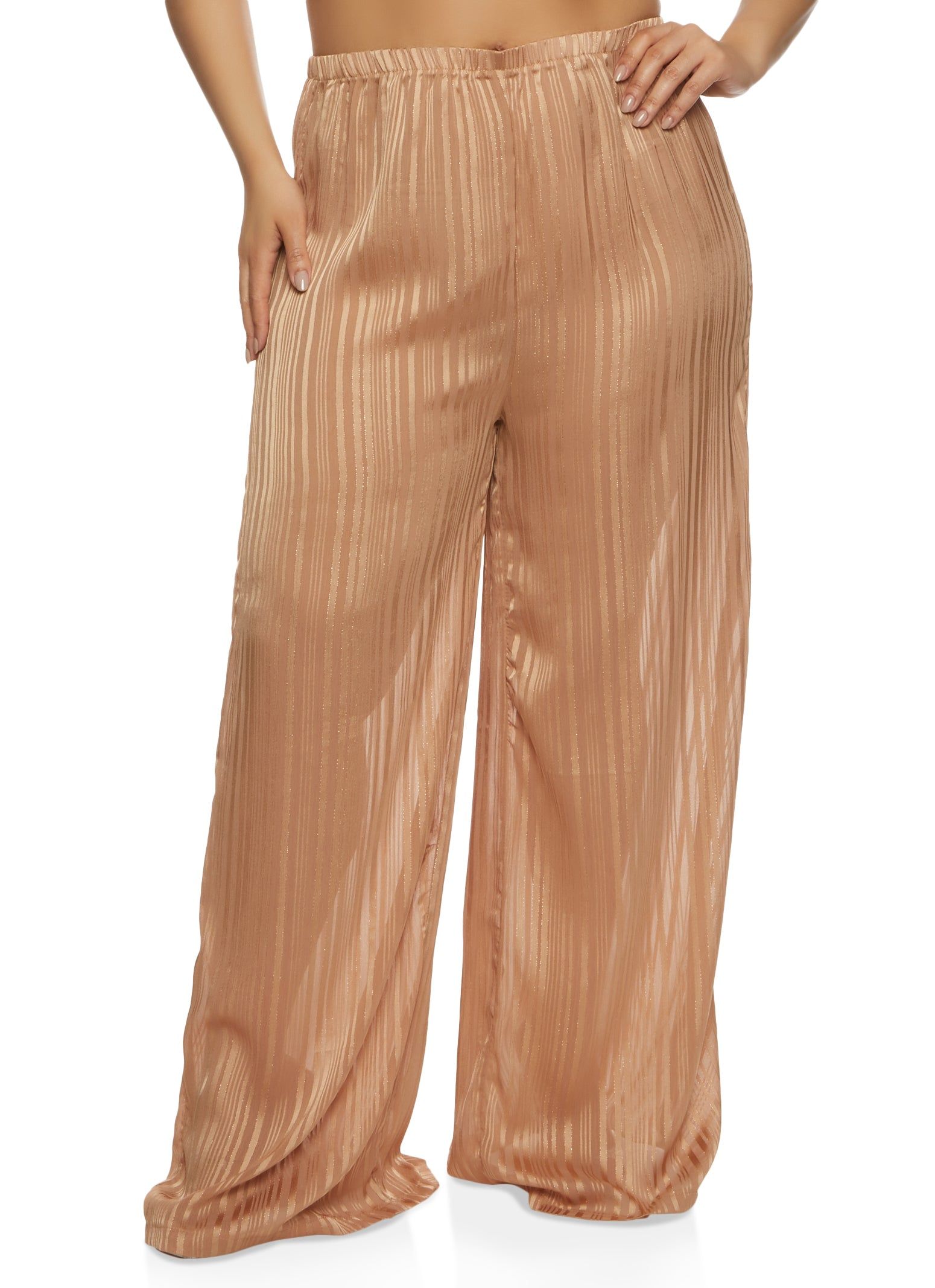 Plus Size Lurex Shadow Stripe Wide Leg Pants sold by Rainbow