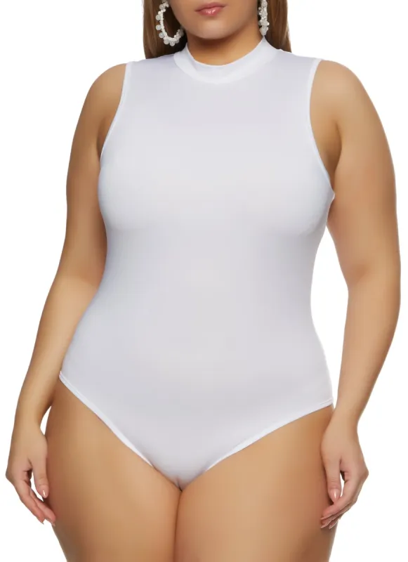 Plus Size Mock Neck Tank Bodysuit sold by Rainbow