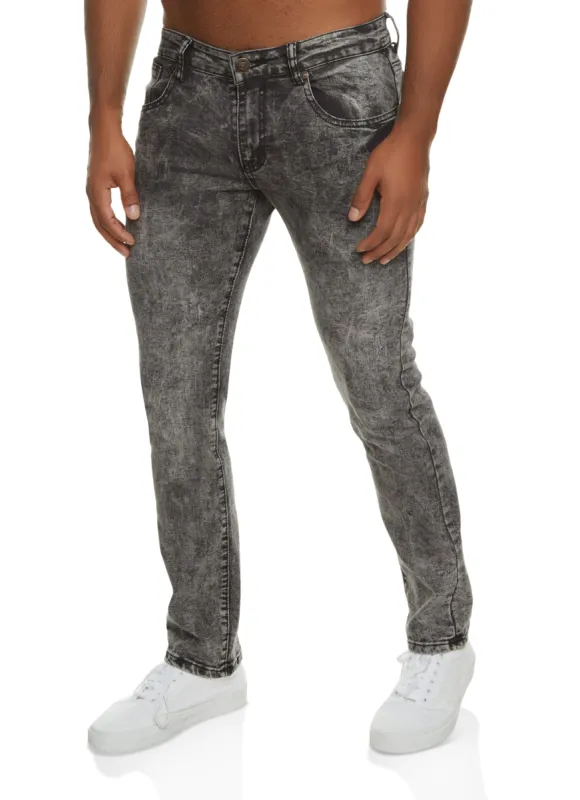 Mens Acid Wash Skinny Jeans made by Rainbow