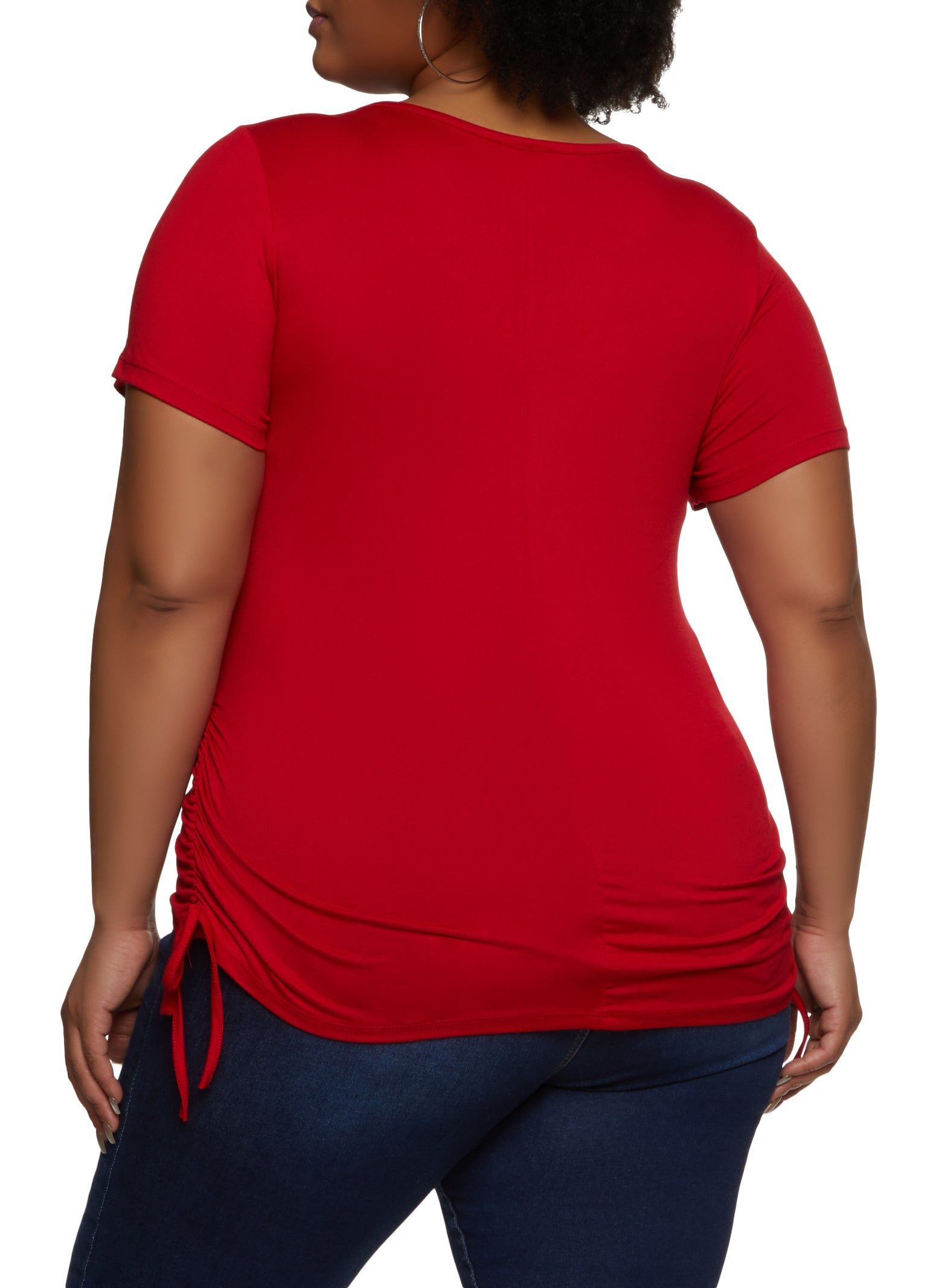 Plus Size Rhinestone Faith Ruched Graphic Tee sold by Rainbow product image thumbnail 2