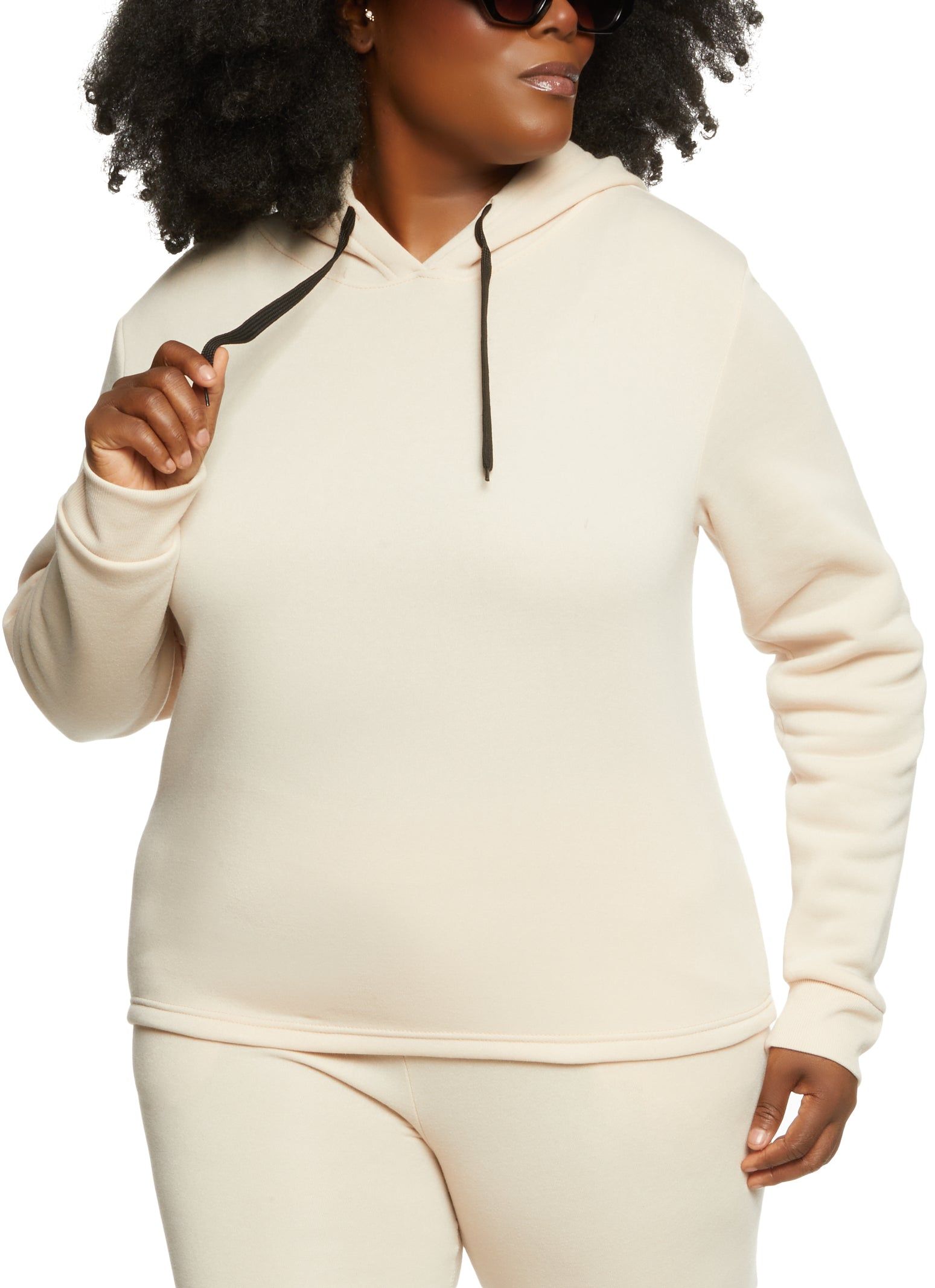 Plus Size Solid Pullover Hoodie sold by Rainbow