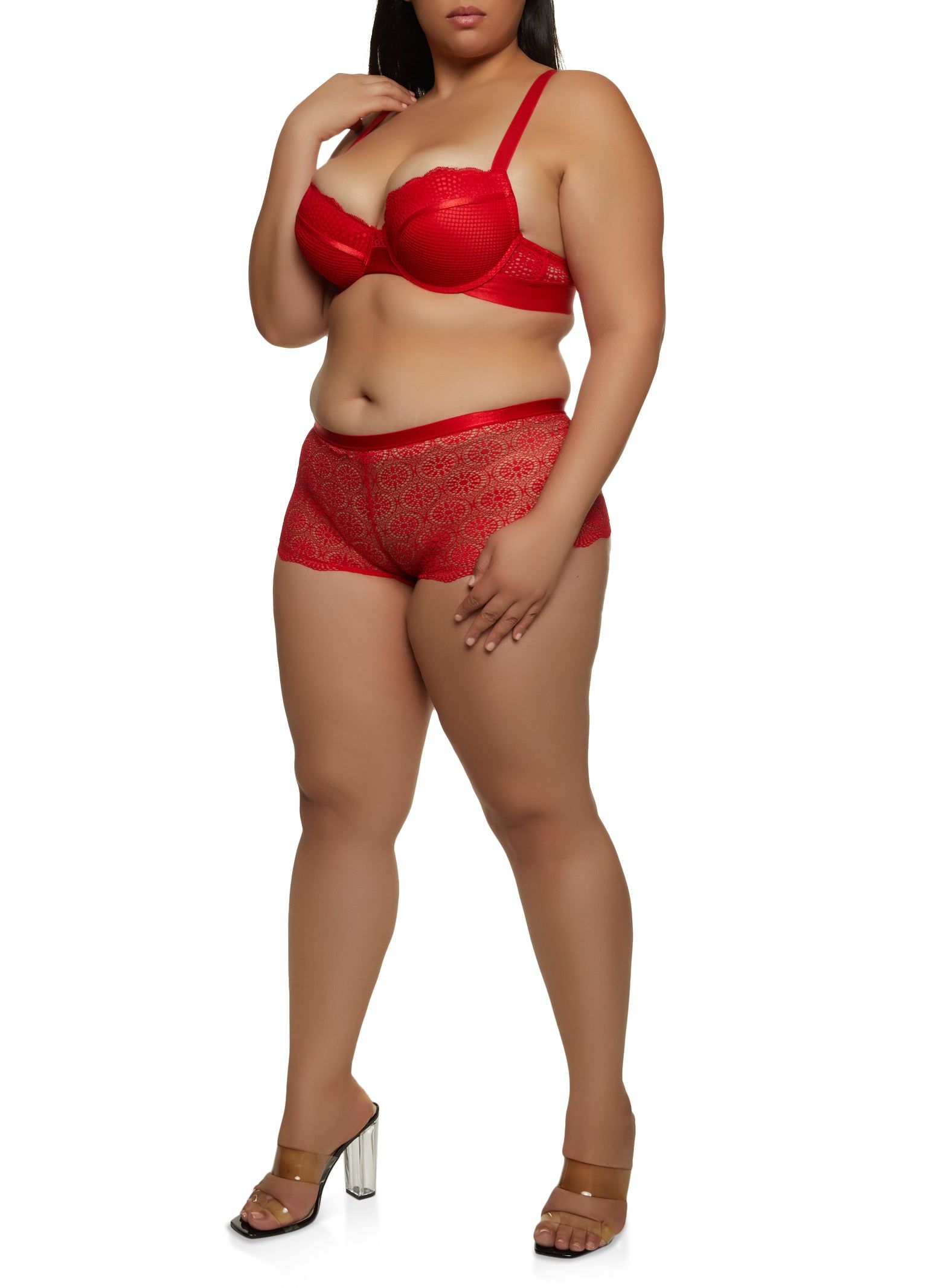 Plus Size Fishnet Detail Plunge Bra sold by Rainbow product image thumbnail 2