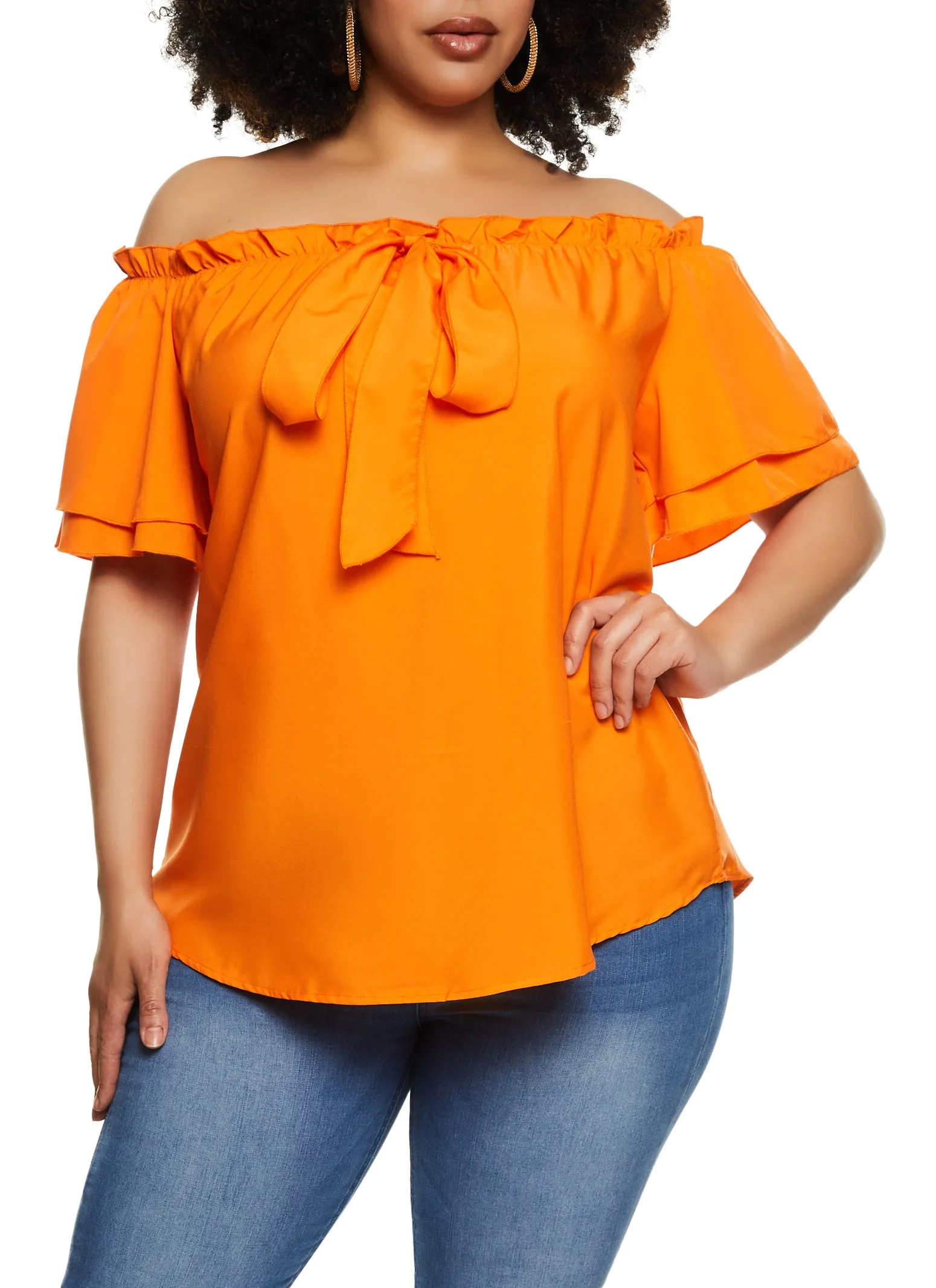 Plus Size Off the Shoulder Bow Front Blouse sold by Rainbow product image thumbnail 2