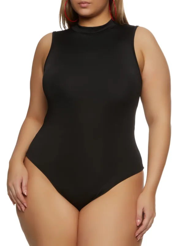 Plus Size Mock Neck Tank Bodysuit sold by Rainbow