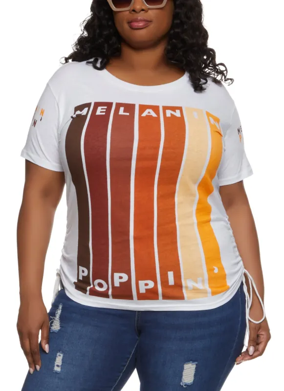 Plus Size Melanin Poppin Ruched Graphic Tee sold by Rainbow