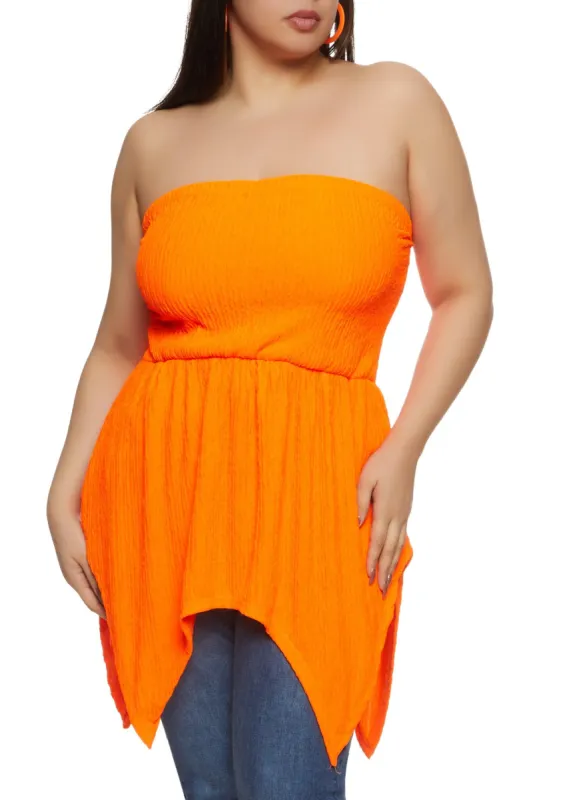 Plus Size Sharkbite Hem Tube Top sold by Rainbow