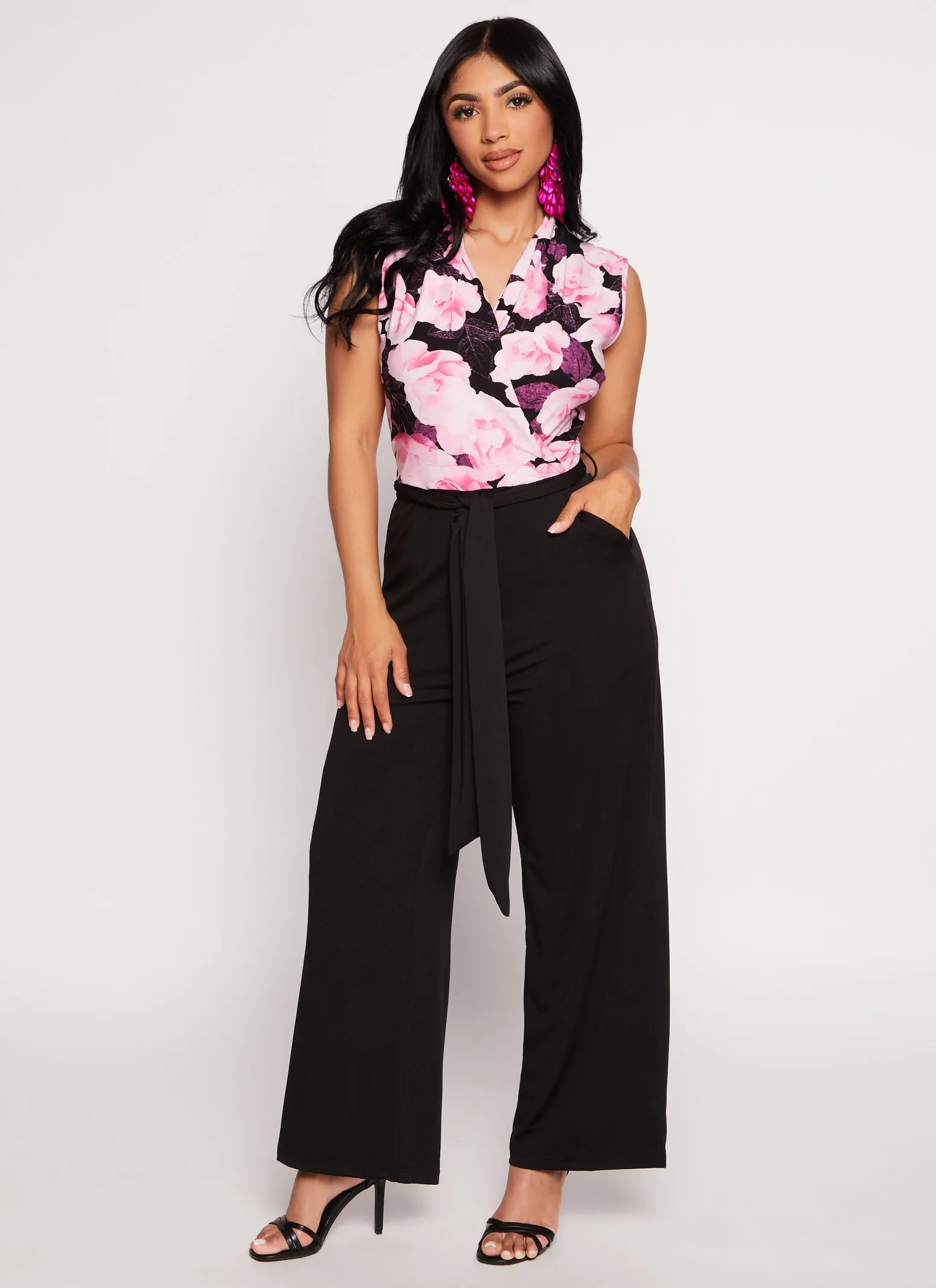 Printed Faux Wrap Tie Waist Jumpsuit sold by Rainbow product image thumbnail 2