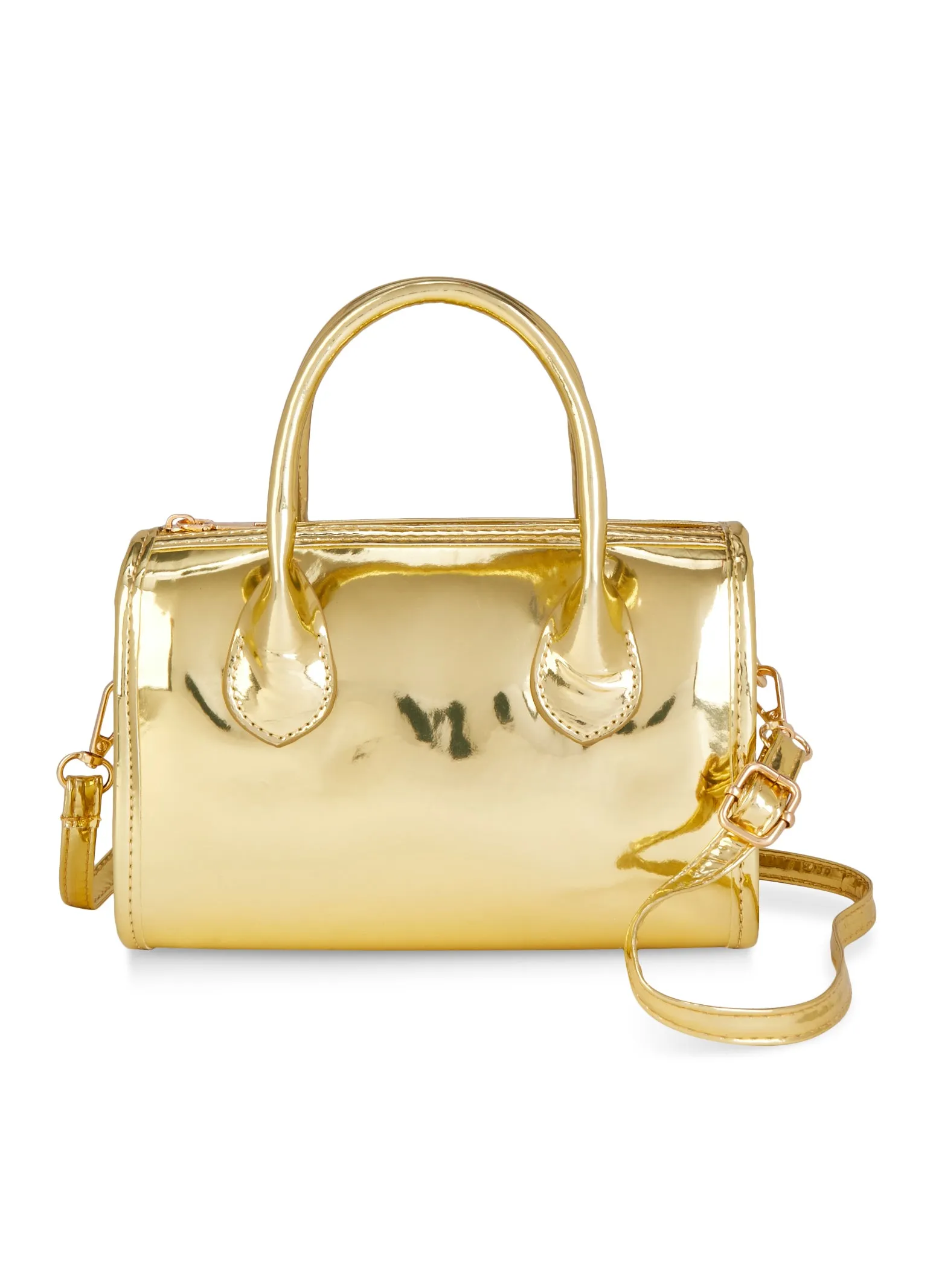 Metallic Faux Leather Convertible Top Handle Crossbody Bag sold by Rainbow product image thumbnail 3