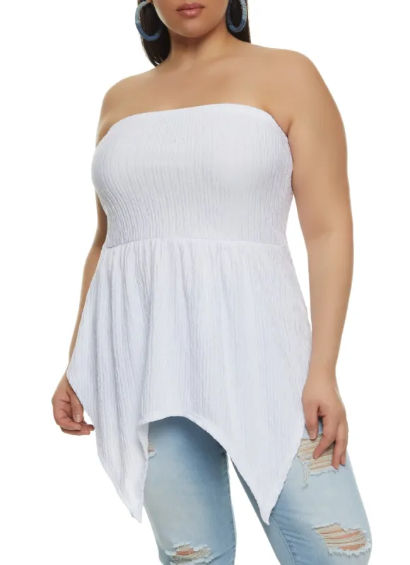 Plus Size Sharkbite Hem Tube Top sold by Rainbow