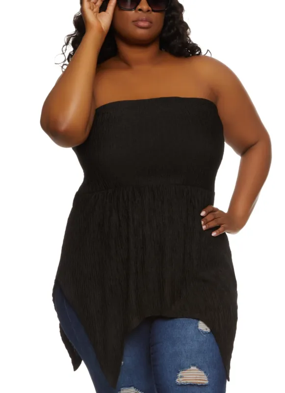 Plus Size Sharkbite Hem Tube Top sold by Rainbow