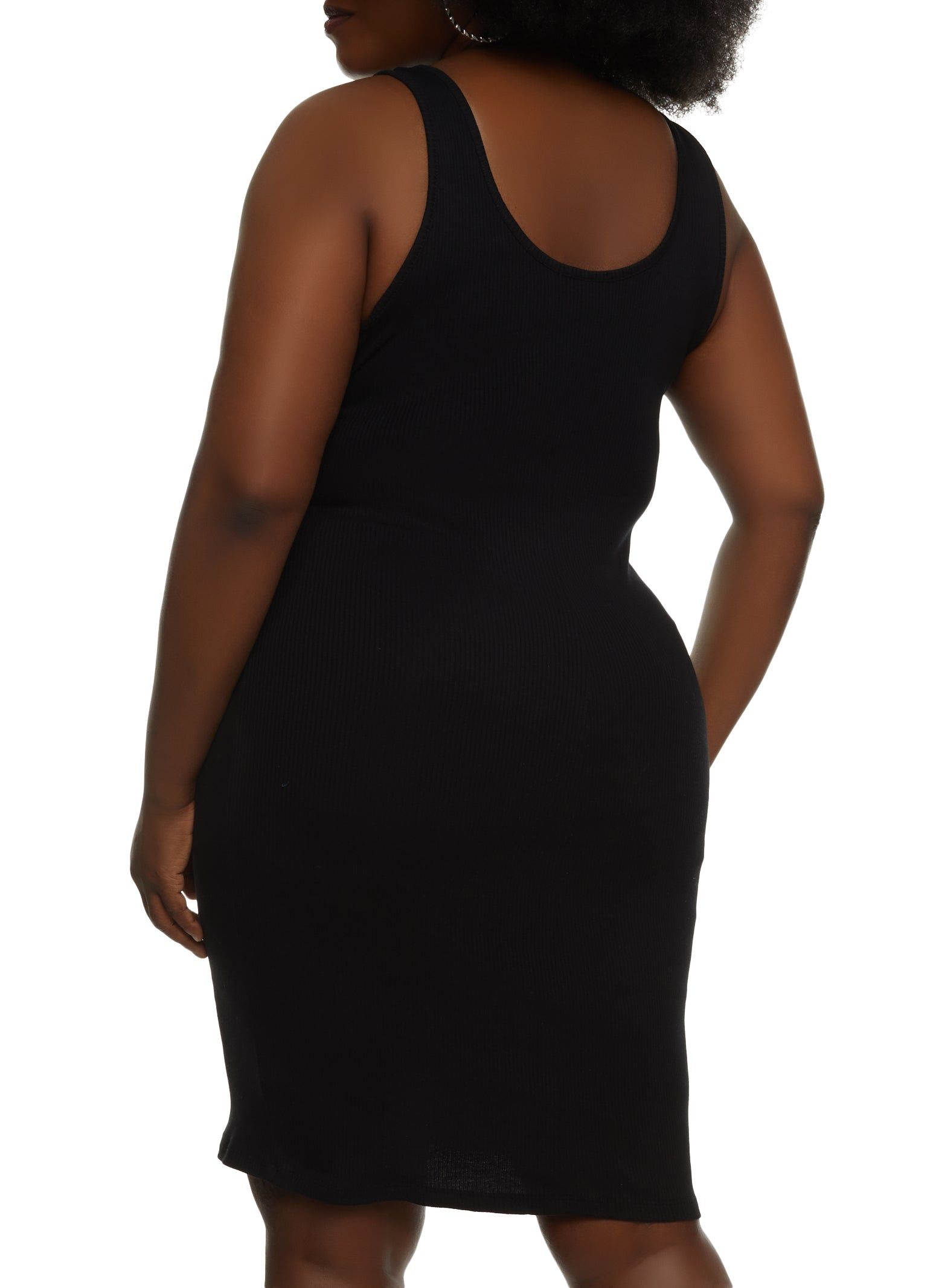 Plus Size Ribbed Knit Scoop Neck Midi Tank Dress sold by Rainbow product image thumbnail 3
