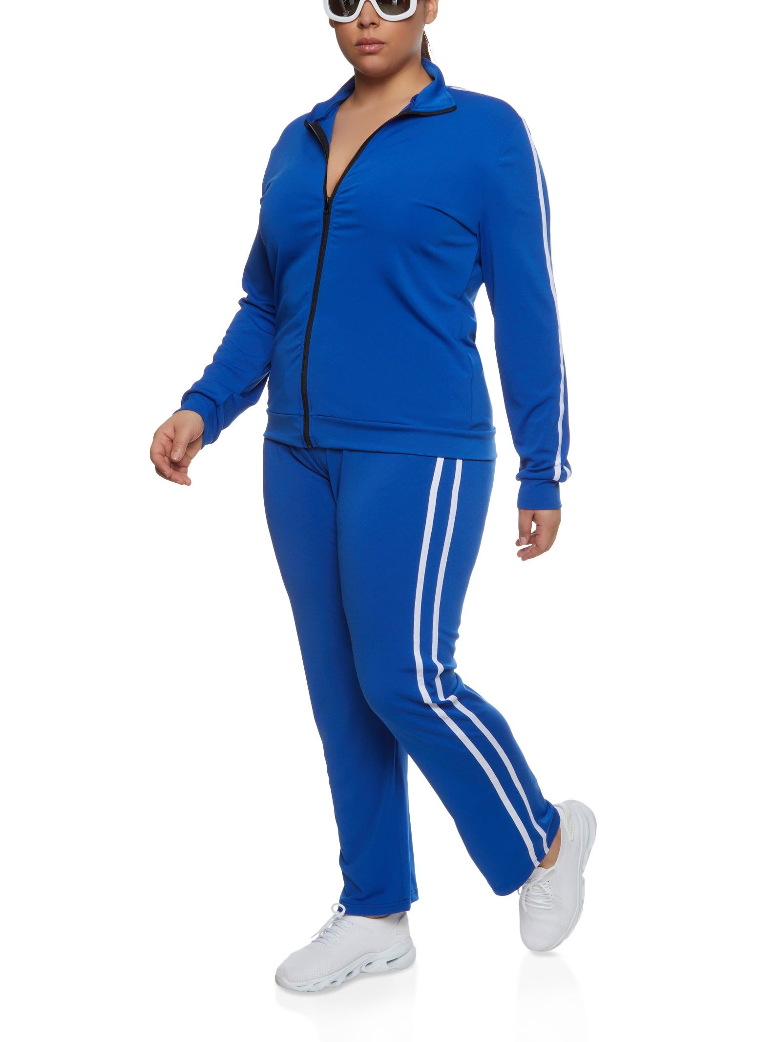 Plus Size Varsity Striped Zip Front Track Jacket sold by Rainbow product image thumbnail 2