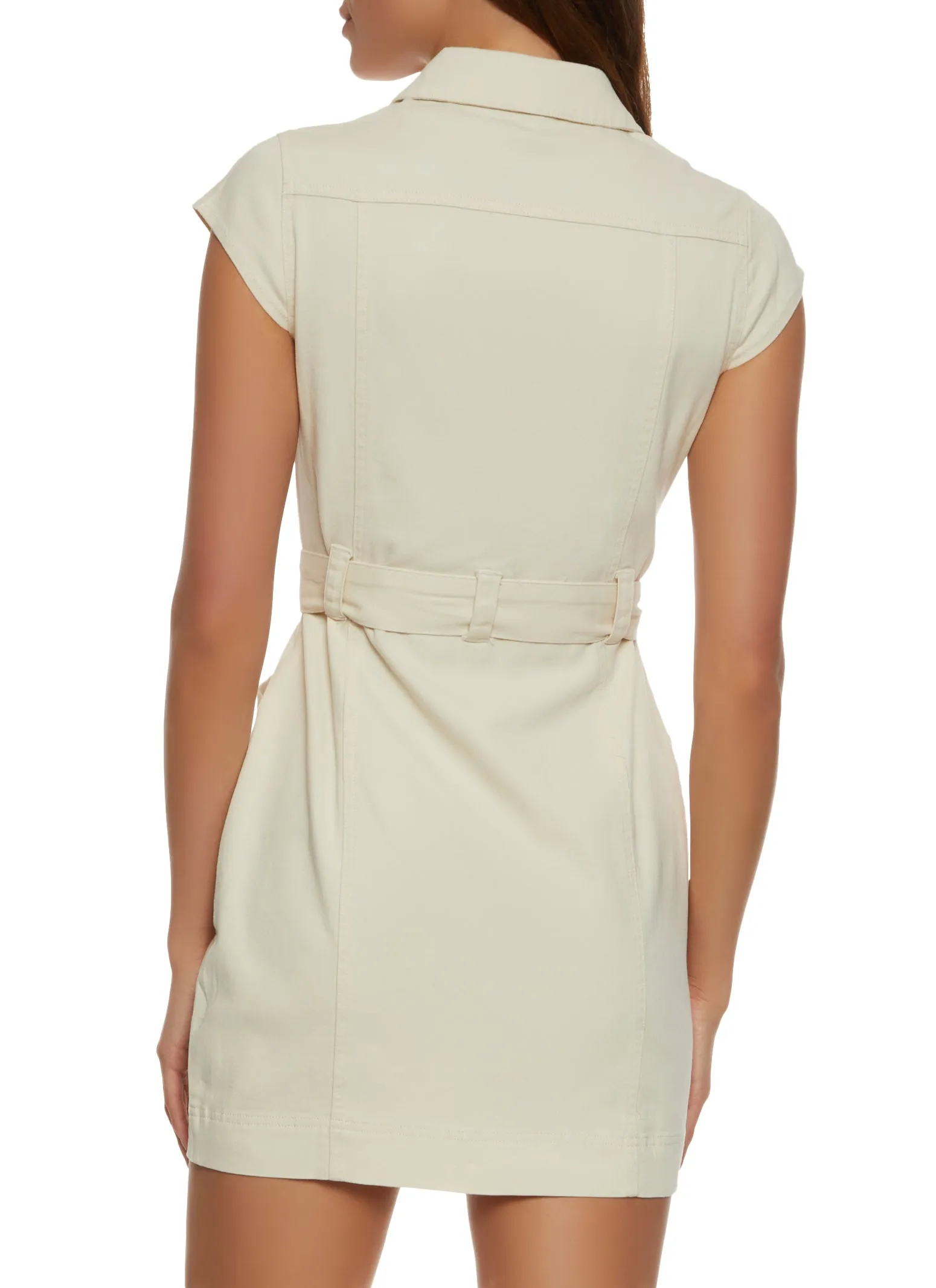Twill Button Front Belted Shirt Dress sold by Rainbow product image thumbnail 3