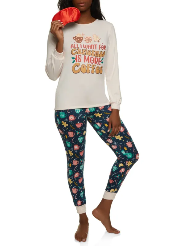 All I Want For Christmas Is More Coffee Pajama Top and Pants Set sold by Rainbow