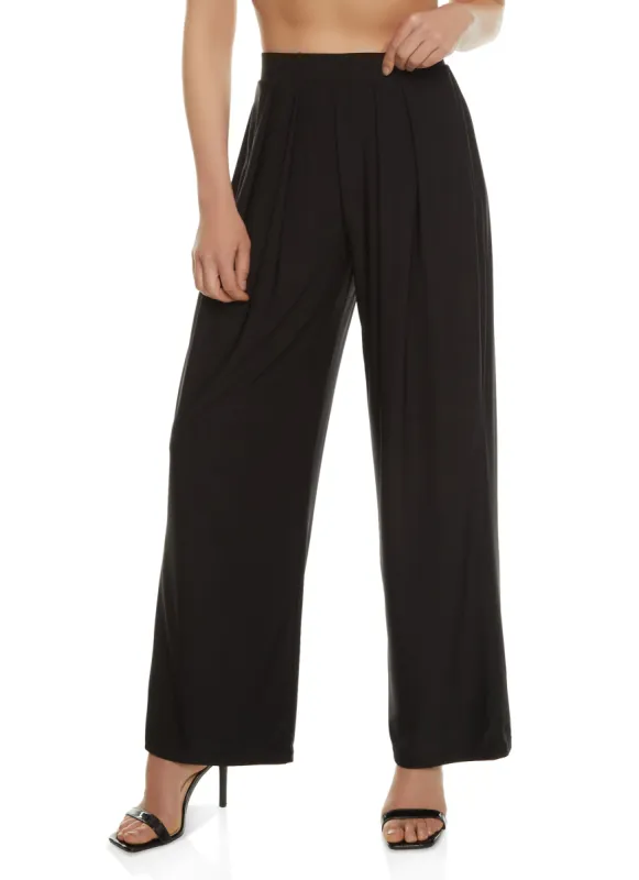 Pleated Detail High Waisted Wide Leg Pants sold by Rainbow