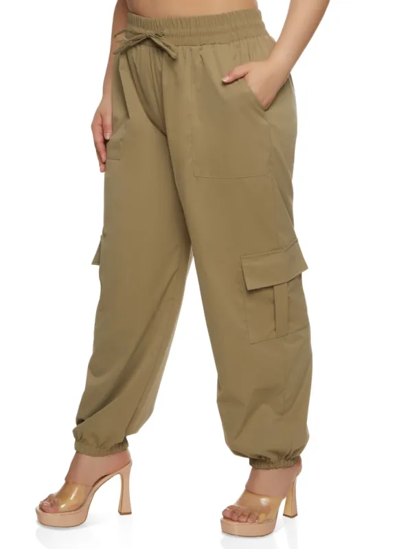 Plus Size High Waist Cargo Pocket Joggers sold by Rainbow