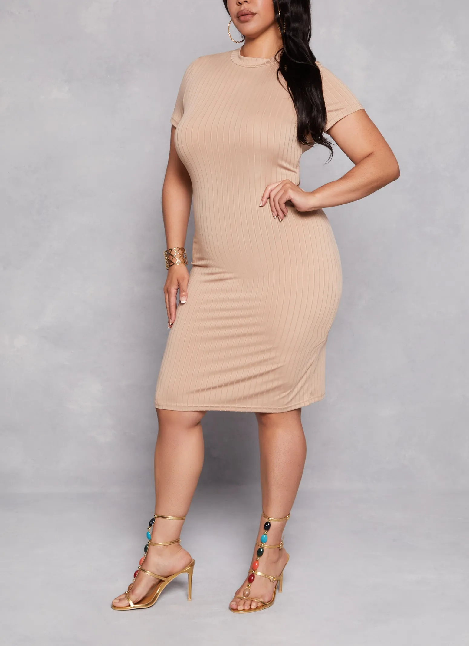 Plus Size Daisy Ribbed Knit T Shirt Dress sold by Rainbow product image thumbnail 2