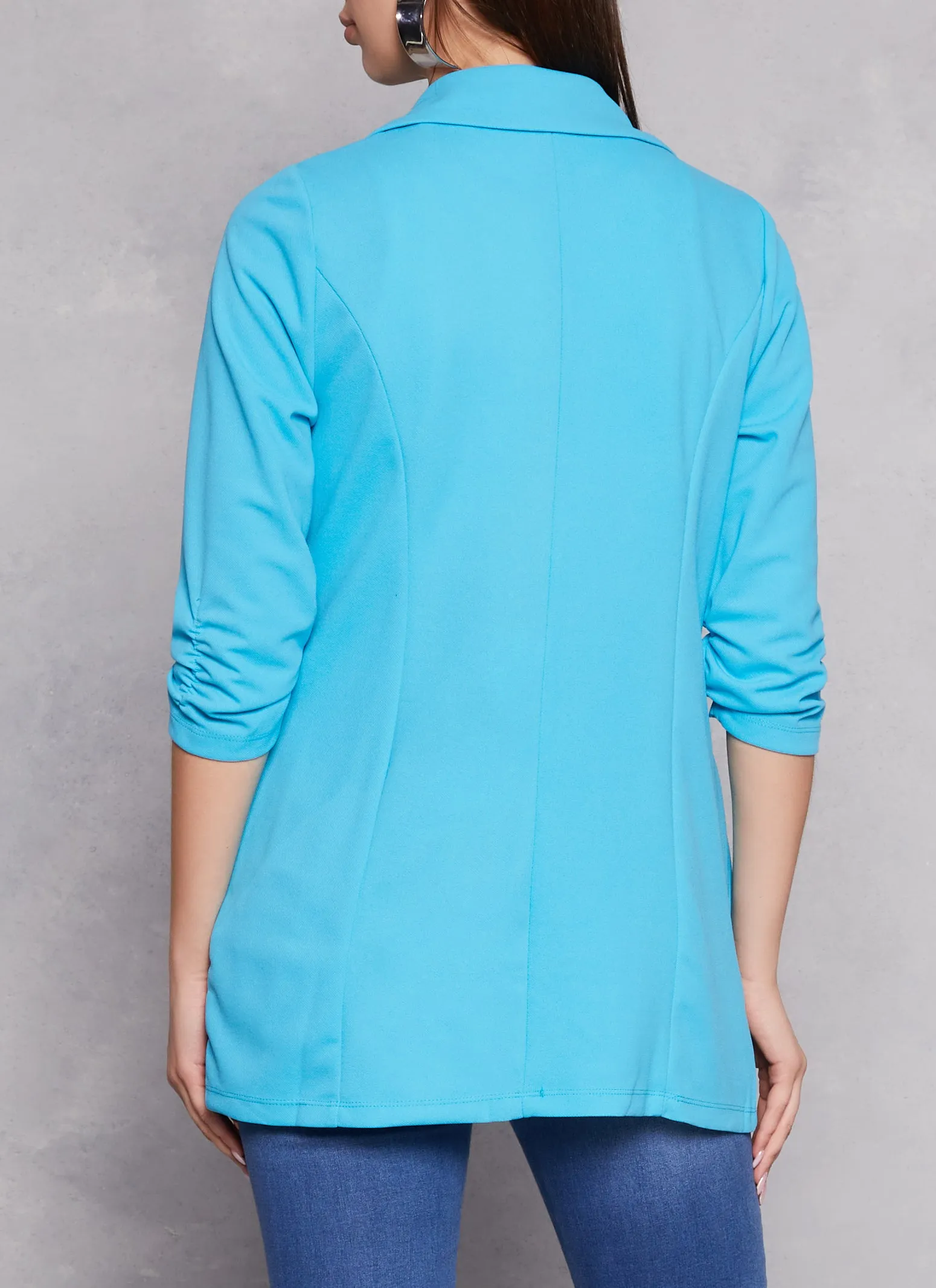 Solid Open Front Ruched Sleeve Blazer sold by Rainbow product image thumbnail 3