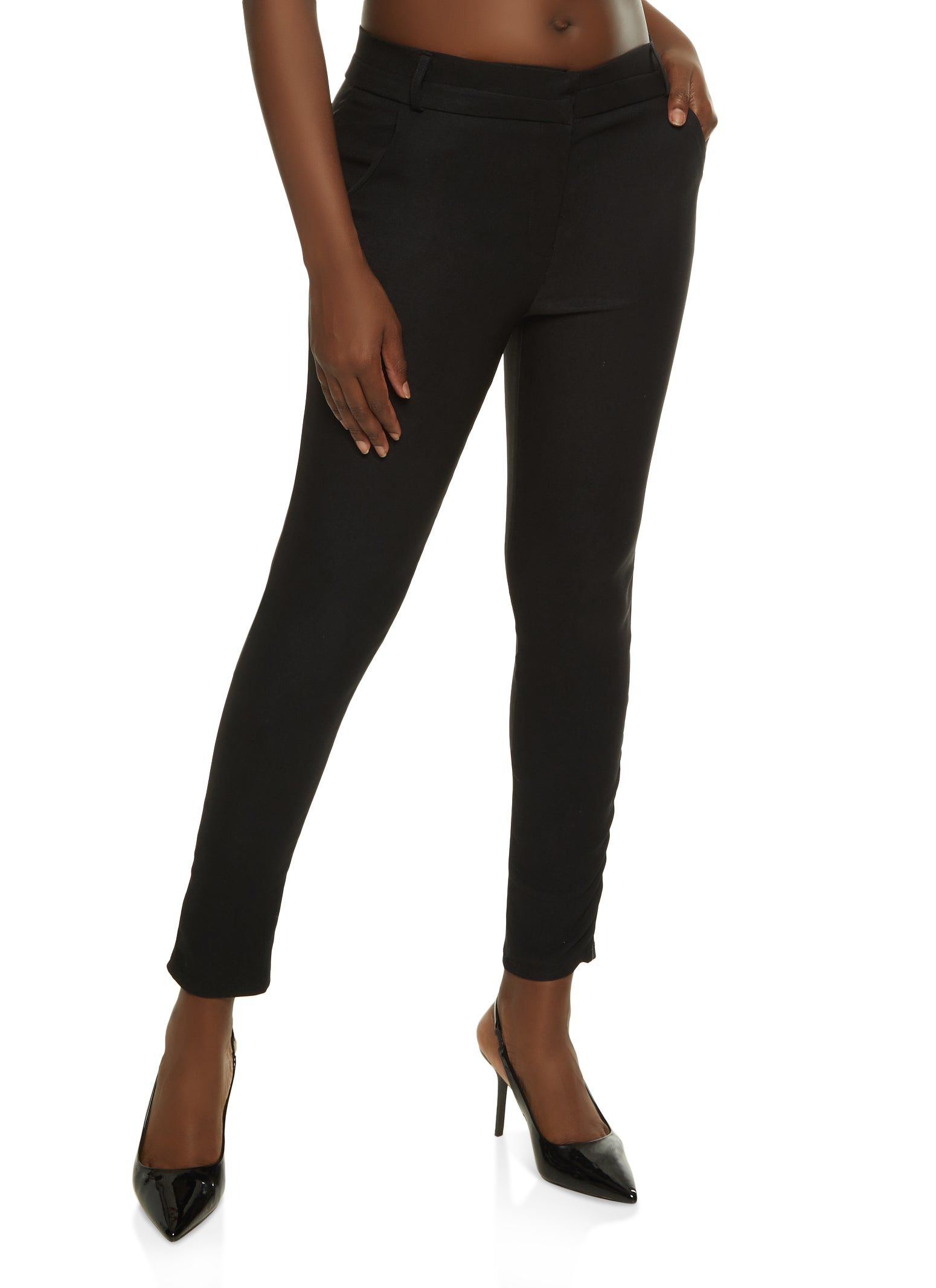 Solid High Waist Straight Leg Pants sold by Rainbow