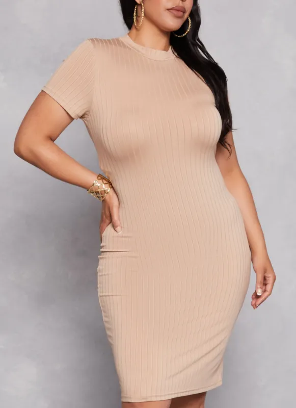 Plus Size Daisy Ribbed Knit T Shirt Dress sold by Rainbow