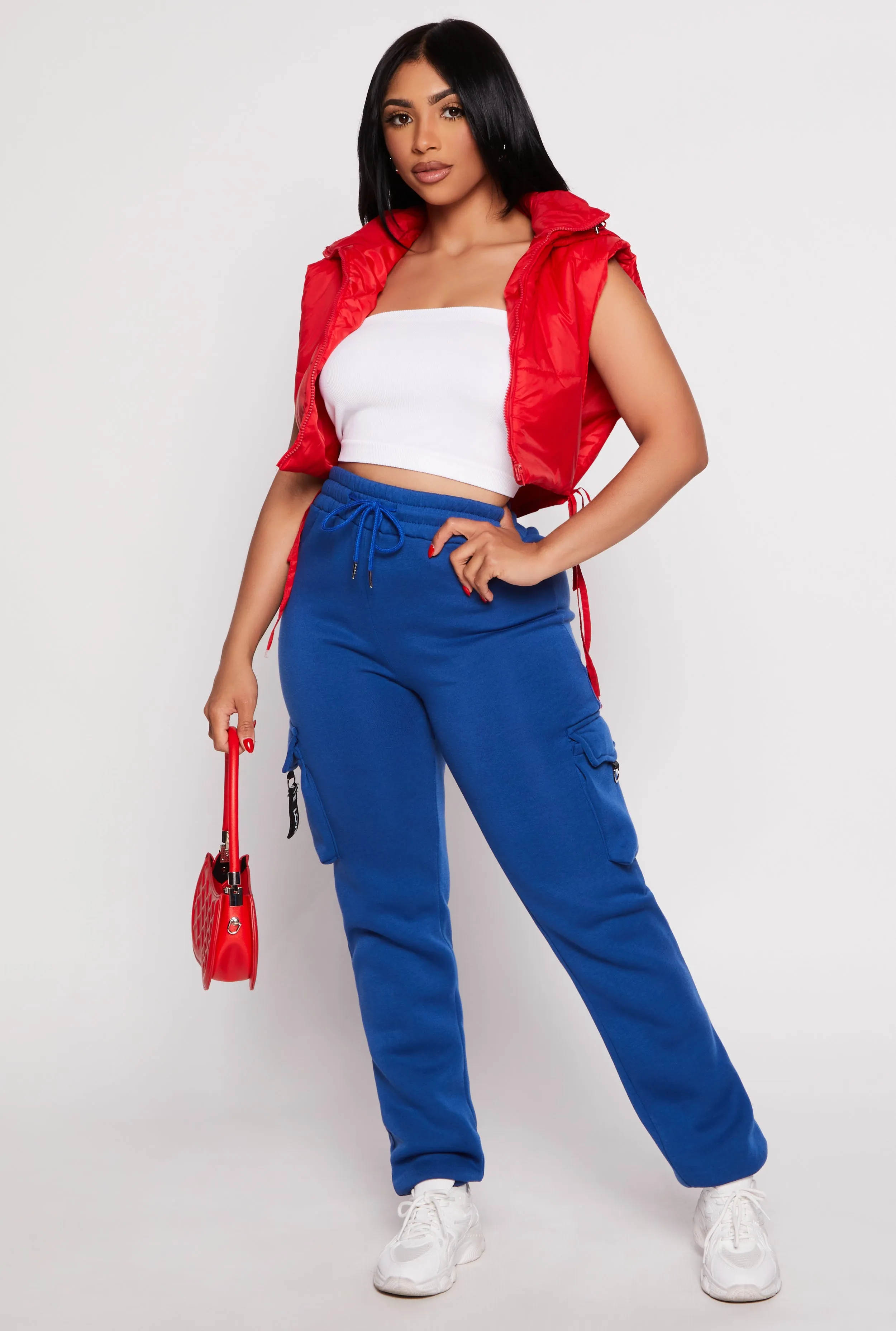 Fleece Drawstring High Waist Cargo Pocket Joggers sold by Rainbow