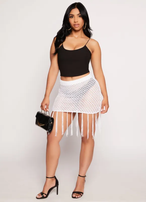 Crochet Fringe Mini Skirt sold by Rainbow