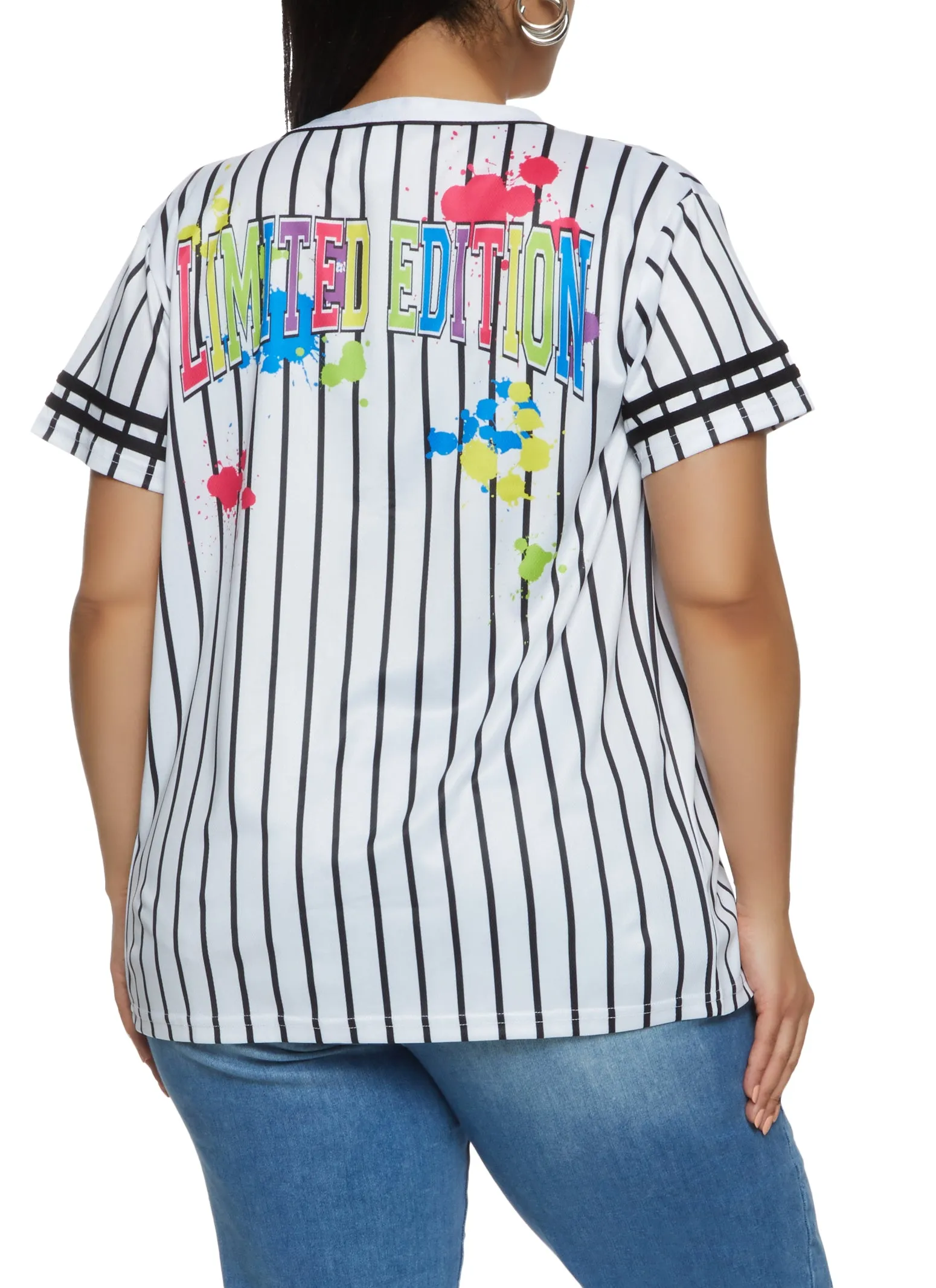 Plus Size Stripe Limited Edition Graphic Baseball Shirt sold by Rainbow product image thumbnail 2