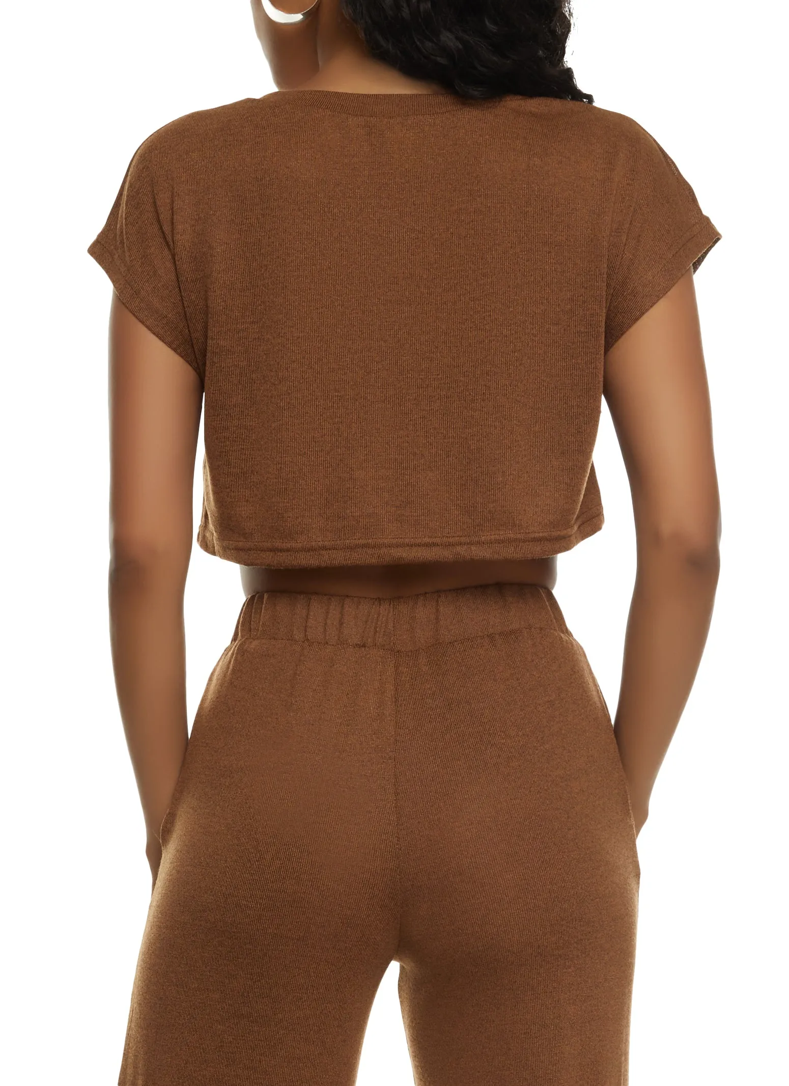 Daisy Brushed Knit Cap Sleeve Crop Top sold by Rainbow product image thumbnail 3