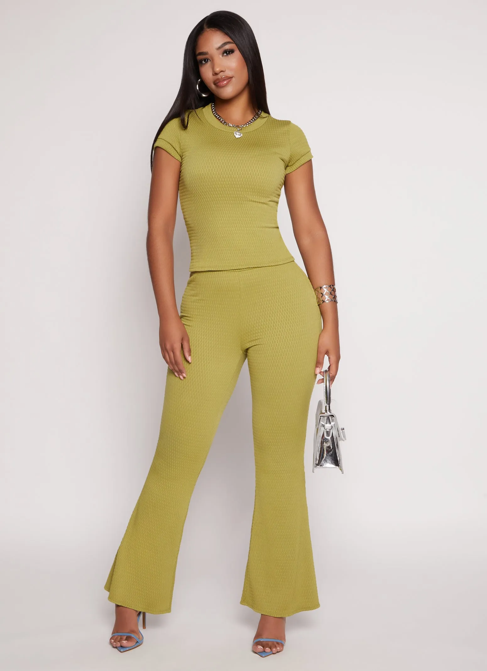 Textured Knit Crew Neck Short Sleeve Top sold by Rainbow product image thumbnail 2