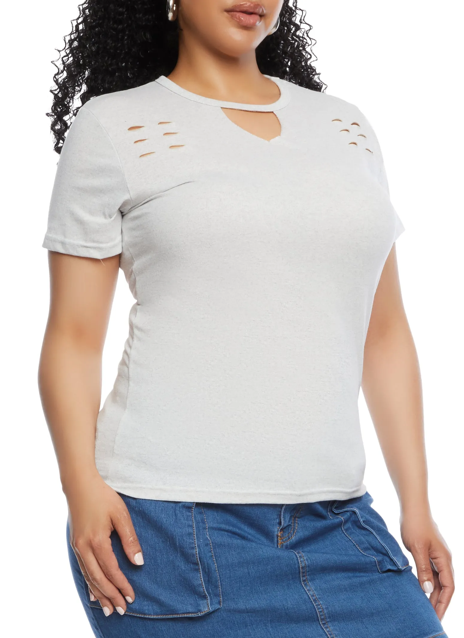 Plus Size Basic Laser Cut T Shirt sold by Rainbow product image thumbnail 2