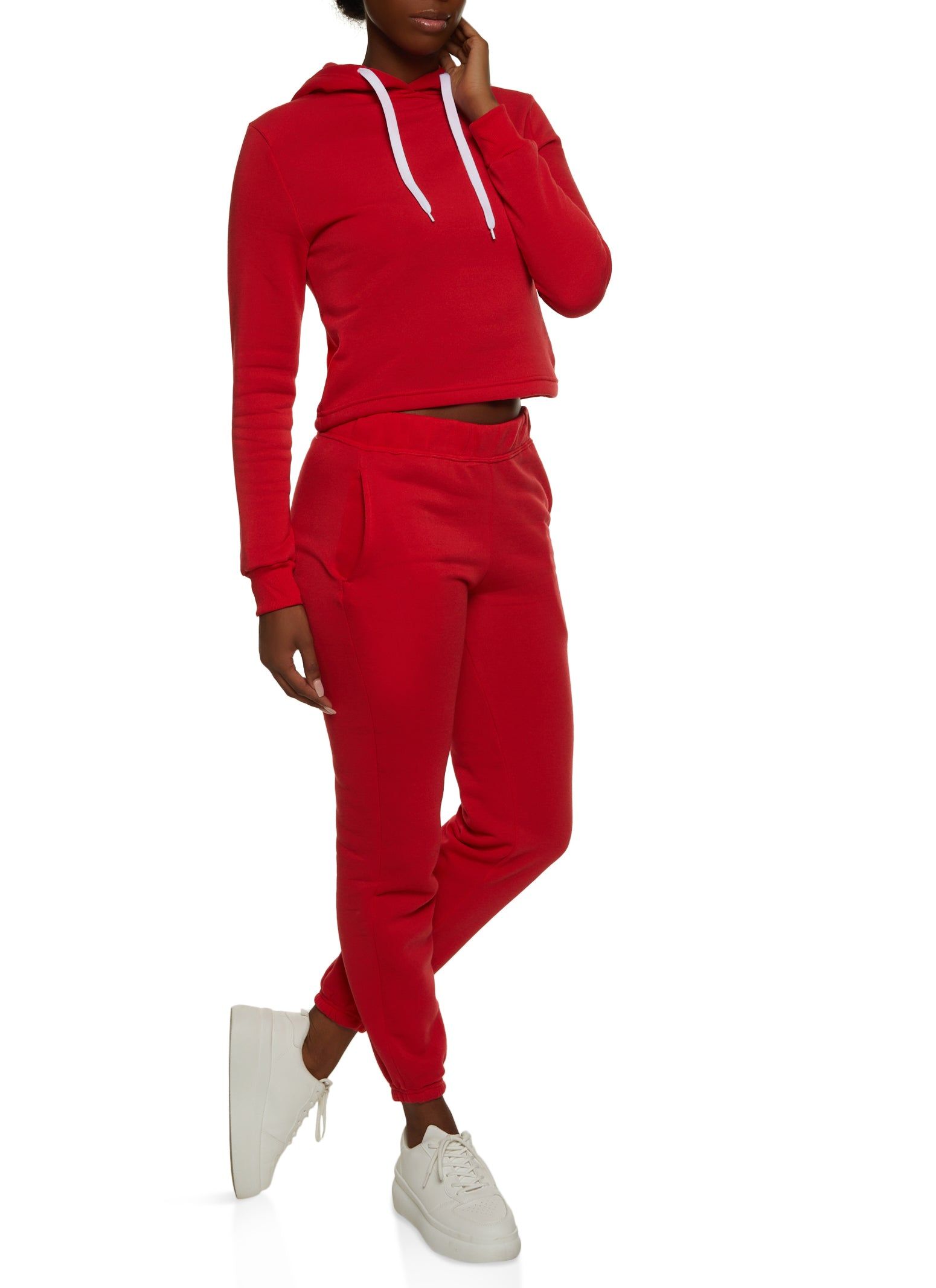 Fleece Hooded Cropped Sweatshirt sold by Rainbow product image thumbnail 2