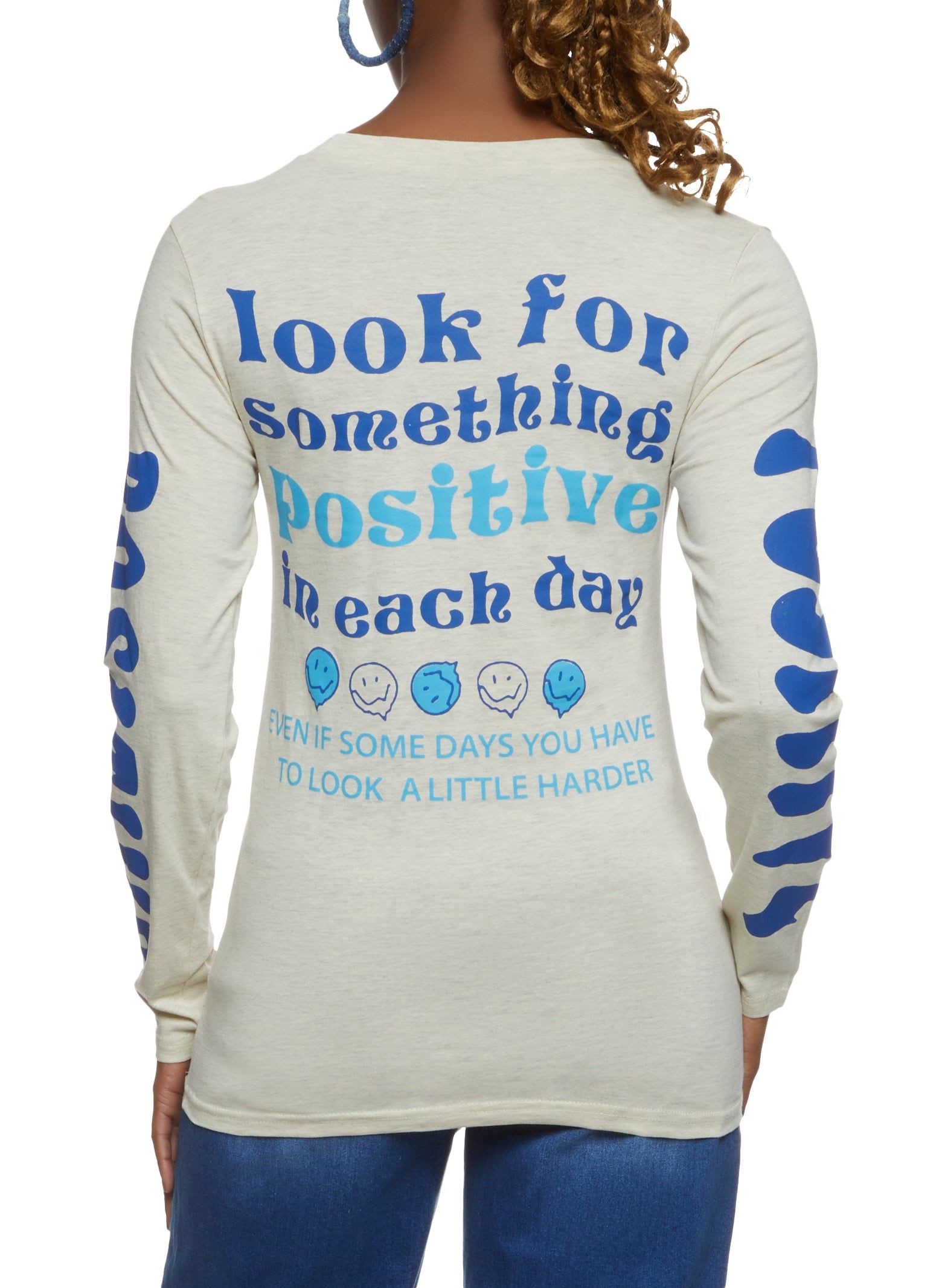Positive Vibes Only Long Sleeve Tee sold by Rainbow product image thumbnail 2