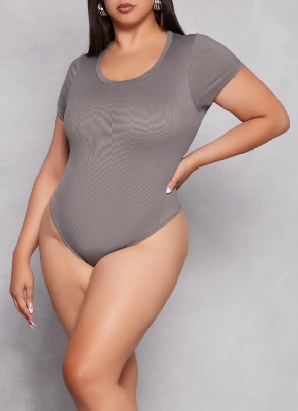 Plus Size Daisy Ribbed Crew Neck Bodysuit sold by Rainbow