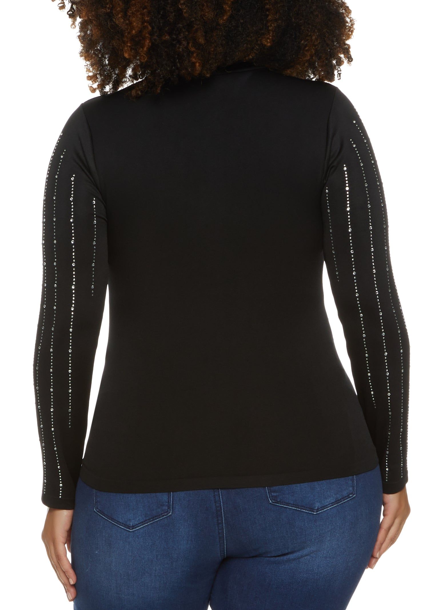 Plus Size Rhinestone Striped Mock Neck Top sold by Rainbow product image thumbnail 2